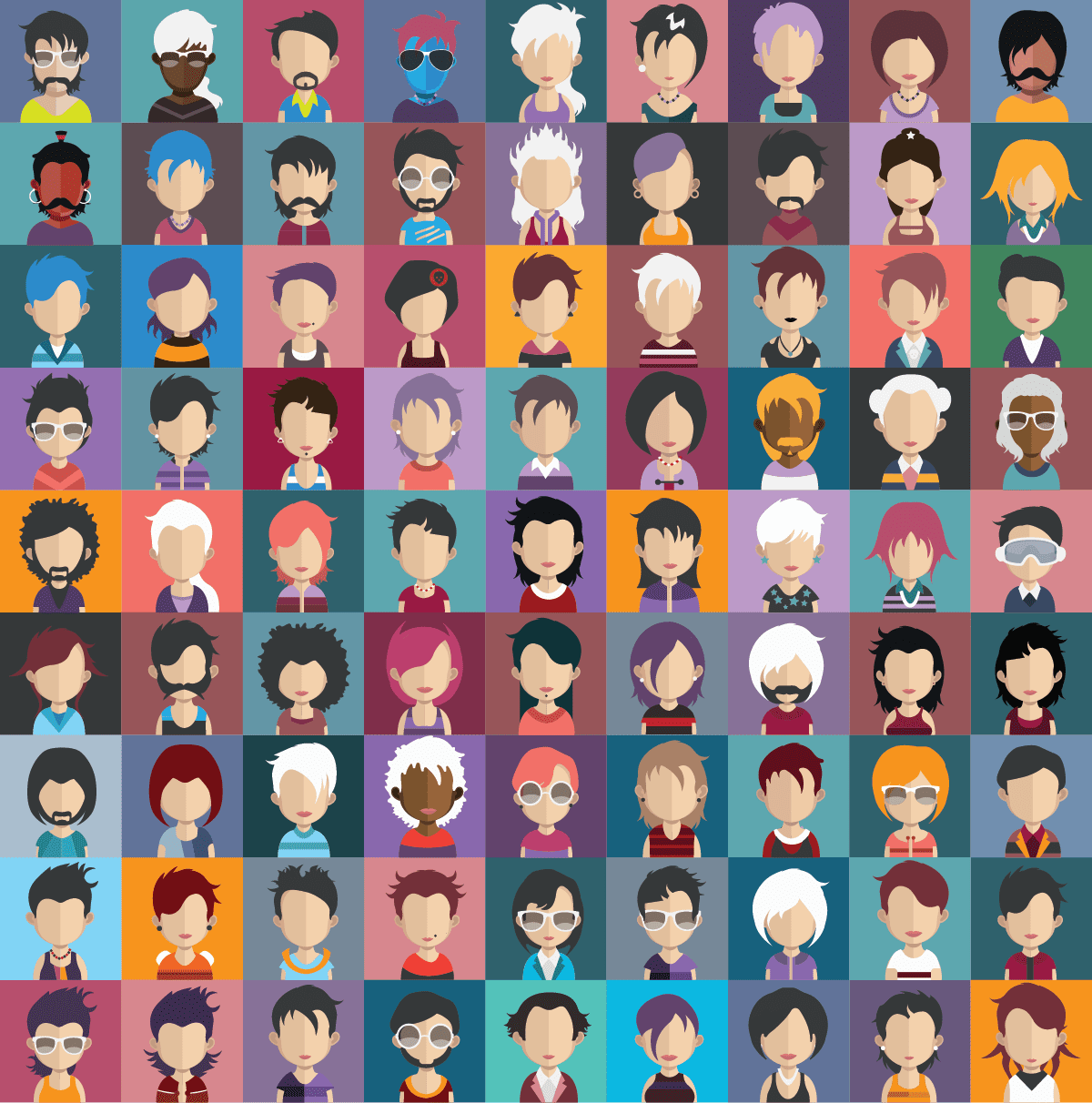 grid of diverse people